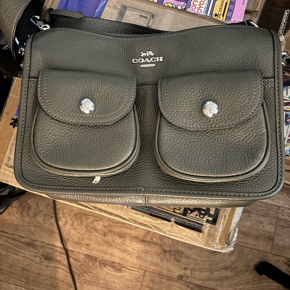Coach Dark Green Leather Messenger Bag - Picture 1 of 3